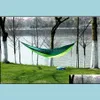 Hängematten Outdoor-Möbel Hausgarten Doppelte leichte Nylon-Hängematte Fallschirmschlafzimmer Lazy Swing Chair Beach Campe RRF14231 Drop Deliv