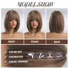 Onenonly Brown Wig Bob Synthetic s for Women Lolita Party Natural with Bangs High Temperature Short Hair 220622