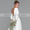 Other Wedding Dresses Weilinsha Women's White Tulle Dress 2022 A-Line Three Quarter Sleeves Court Train V-Neck Backless Bridal GownsOthe