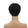 Curto Pixie Cut Cabelo Reto Peruano Remy Perucas de Cabelo Humano Para Mulheres Moda Completa feita à máquina nenhuma peruca de renda Preto Roxo241h