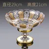 Dishes & Plates European Luxury Crystal Glass Tall Fruit Plate Creative Enamel Gold-Plated Craft Large Dessert Home Decoration