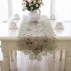 Вышивка кружевной стол бегун пастырский стиль столовая скатерть многоразмерных столечных бегунов для свадебного декора настольный телевизор