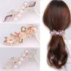 Stora pärla strass Barrettes Spring Clip Color Flower Alloy Hairgrips Boutique Fashion Wild Hair Accessories for Women 9x3cm