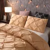 Ensembles de literie Ensemble de housse de couette de luxe Pli pincé avec taie d'oreiller Couette sans drap 2/3 pièces Accueil ElBedding