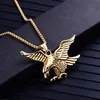 Collane con ciondolo Ciondoli Eagle Hawk per uomo Cool Gold Silver Color Acciaio inossidabile 316L Hip Hop Rock Jewerly con catena a maglie da 60 cmPendant G