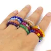 4mm Natural Stone Silver Plated Handmade Elastic Beaded Band Rings For Women Girl Party Club Decor Jewelry