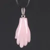 Pendant Necklaces 42 22mm Fine Jewelry Carved Palm Pendants Natural Stone Crystal Charms Necklace For WholesalesPendant