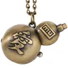 Montres vintage forme de gourde avec mots d'amour montre de poche à quartz unisexe chiffre arabe chandail chaîne horloge