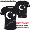 Turkey T Shirt DIY bezpłatnie numer niestandardowy numer Tur T-Shirt Nation Flag Tr Turkish Republic Turk Country College Print Po Odzież 220609