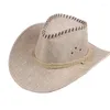 Berets Stilvoller Cowgirl-Hut mit breiter Krempe, Western-Cowboy mit winddichtem Seil, Upturn-Jazz-Top für Weihnachts-Mottoparty F3MDBerets