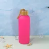 750ml Sublimation frosted Glass Water Bottles with bamboo lid 24oz colored Glasses Bottle outdoor sport drinking cup for student 6colors