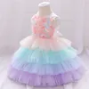 Baby Birthday Dress Colorful Flower Lace Tiered Skirt Puffy Cake Skirt Amazon Kids Party Dresses 50my T2