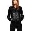 Vestes pour femmes filles gold veste à paillettes brillantes zip up up à manches longues collier de support de secoue courte de baseball décontracté uniforme de vêtements d'extérieur