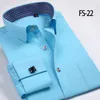 Aoliwen varumärke män fransk manschettskjorta långärmad flannell stor storlek 6xl hög kvalitet solid färg klänning smart casual 220401