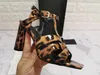 Women's high-quality sandals fashion mirror leopard weave thick heels 7cm, 9cm comfortable summer beach slippers party wedding dress shoes delivery box 34-42