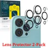 2st Pack 3D Transparent Full Cover Phone Camera Lens Protector Tempered Glass Film för iPhone 15 14 Plus 13 Mini Pro Max 12 11 med detaljhandelspaket