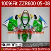 Injectie Mold Bodys voor Kawasaki Ninja 600cc ZZR600 05 06 07 08 Carrosserie 38HC.0 100% Fit ZZR-600 600 CC 05-08 ZZR 600 2005 2006 2007 2008 OEM FACEERS KIT Factory Blue Black Black