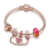 Ensemble de bijoux de luxe en argent sterling avec ballon à air chaud en or rose pour bracelet Pandora à faire soi-même, pendentif en forme de diamant, cadeau pour femme 16-21 cm