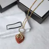 Exquisite Red Strawberry Pendant Necklaces Personality Chic Unisex Necklace Simple Retro Full Diamonds Necklaces