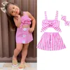 0 3y Summer Born Girl Girl Rose Rosa Rosa 2pcs Algodão Mangueira Tops Tutu Roupfits 220620