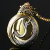 Vine Gold Pocket Watch Men Evil Dragon Golden Tone Case Big Red Crystal Retro Red Garnet Inserto Collana Luxury Gift 2206065271232