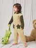 Toddler Boys Star Broderie 3D Ear Design Hooded Plush Onesie SHE