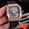 2022 11-03 Miyota Automatic Mens Watch Rose Gold Black Yellow Skeleton Dial Big Date Number Markers Rubber Strap 6 Styles Sports Watches Puretime01 1103-RGB2