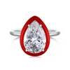 Sprankelende designer ring Echt 925 Sterling Zilver Hart Waterdruppel Roze Wit 5A Zirconia gouden ring voor vrouw tienermeisjes frie170a