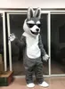 Halloween grå päls plysch husky hund maskot kostym passar fest spel klänning outfits reklam karneval jul