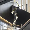Chandeliers crystal pendant light for kitchen villa led stair indoor lightin creative design ice cube gold ceiling fixture lustre