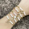 Bracelets de charme Cuivre CZ Fe Lettre pour femmes Perle Perle Plaqué Or Garçon et Fille Bracelet Accessoires Brtd66Charm