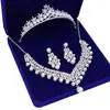 Kristallperle Brautschmuck Sets Hochzeit Krone Halskette mit Ohrringen Braut Haarschmuck Halsband für Frauen Accessoires 220330