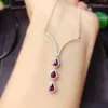 Kedjor Colife Jewelry 925 Silver Necklace For Daily Wear 3 Pieces Natural Garnet Brithday Gift Womanchains Godl22