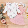 Citgeett Autumn Baby Girls Clothes Set Anime Print Long Sleeves O-neck Romper Black Garter Skirt Bow Button Headband J220711