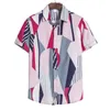 T-shirts pour hommes Hommes d'été Chemise hawaïenne imprimée à manches courtes Streetwear Turn Down Collier Casual Tops 2022 Bouton Beach Vacances Camisa