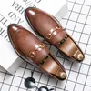 Men Shoes Loafers Fashion PU Leather Solid Round Toe Flat Heels Classic Office Professional Comfortable Slip on Casual DH838