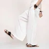 2022 Men Linen Wide Leg Pants Mens Harajuku Streetwear Harem Pants Male Chinese Style HanFu Kongfu Trousers Ankle-Length Pants L220706