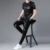 Chándales para hombres Camiseta de alta calidad para hombres Conjuntos de 2 piezas Chándal Impresión Mangas cortas Pantalones Jersey Ropa deportiva Traje Conjunto de traje casualMen'