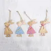 Easter Party Favors Wooden Decorations Pendant DIY Carved Wooden Rabbit Hanging Pendants Ornaments Creative Craft JXW822