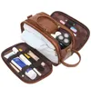 Borsa da toilette da viaggio per uomo Rasatura Dopp Kit Borsa da viaggio Impermeabile Articoli da toeletta da bagno Organizer Borse cosmetiche in pelle PU 220421