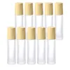 5ml 10ml Roll On Bottle Frosted Clear Glass Roller Bottles with Wood Grain Plastic Cap for Essential Oil Perfume Cosmetic Container