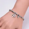 Charm Bracelets Stainless Steel Tree Of Life Bracelet For Women Black Square Crystal Bead Pulseras Mujer Moda Gifts DropCharm
