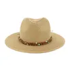 Cappelli a tesa larga Cappello Fedora casual estivo Donna Uomo Viaggio Spiaggia Paglia Sole Elegante Lady Panama Cappello SunbonnetWide Chur22