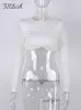 FSDA Diamond White White Top Top Top Women Fashion Elegant осень зима 90 -х T Рубашки сексуальные повседневные o Neck 220809