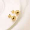 Boucles d'oreilles en or fin jaune 18 carats, perles rondes solides, Piercing, New3013922