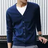 Cardigans Sweater Men V-Neck Sweaters Coat Cotton Long Sleeve Loose Solid Button Tops Fit Knitting Casual Men's Clothing