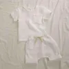 Biologische katoenen babykleding set zomer casual tops shorts voor jongens meisjes set unisex peuters 2 stuks kinderen baby outifs kleding G220509