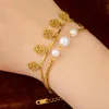 Chaîne à maillons en acier inoxydable, bijoux haut de gamme à 2 couches de perles ajourées, roses et fleurs, bracelets à breloques pour femmesLink Lars22