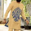 Ubranie etniczne muzułmańscy mężczyźni jubba thobe długie rękaw islamski haft haft v-de-deck szat Abaya caftan Dubai Ara arabska koszula hurtowa