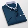 Browon Plus Size 5XL Summer Business Shirt Mężczyźni Krótkie Rękawy Przycisk Koszula Turn-Down Kołnierz Koszule Męskie Odzież 220401